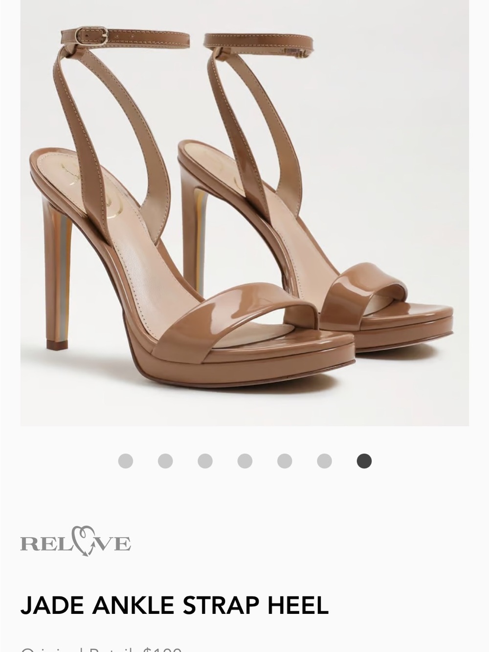 Sam Edelman Jade Ankle Strap Patent Leather Nude Ankle-Strap Sandals